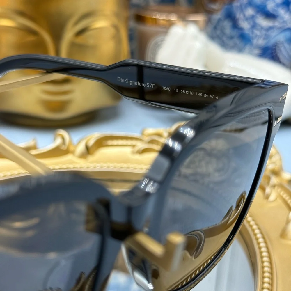 Dior Black and Gold Logo Cat-Eye Sunglasses